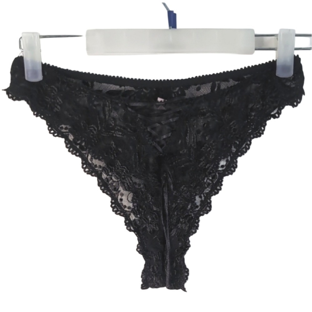 La Vie En Rose Women's XL Black Lace Sheer Cheeky Panties‎ Lingerie
